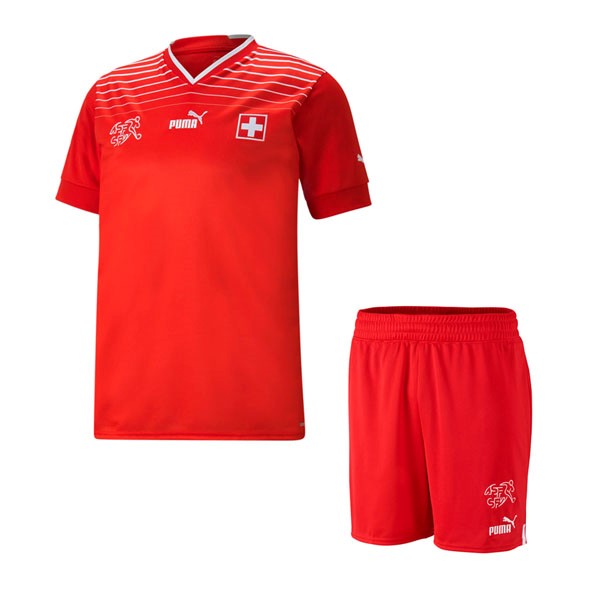 Maglia Svizzera Home Bambino 2022 Rosso